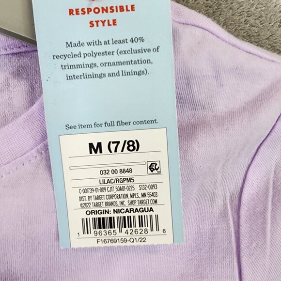 Girls “Growing Every Day” Short Sleeve Shirt Cat & Jack Purple Size M (7/8) - Picture 4 of 9